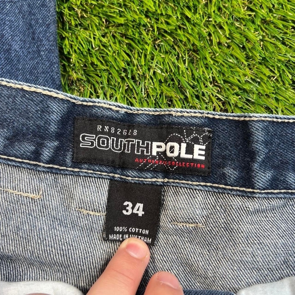 Vintage Southpole Authentic Collection Men's Jeans 34x29 Baggy Wide Leg Y2K Blue - Picture 2 of 7